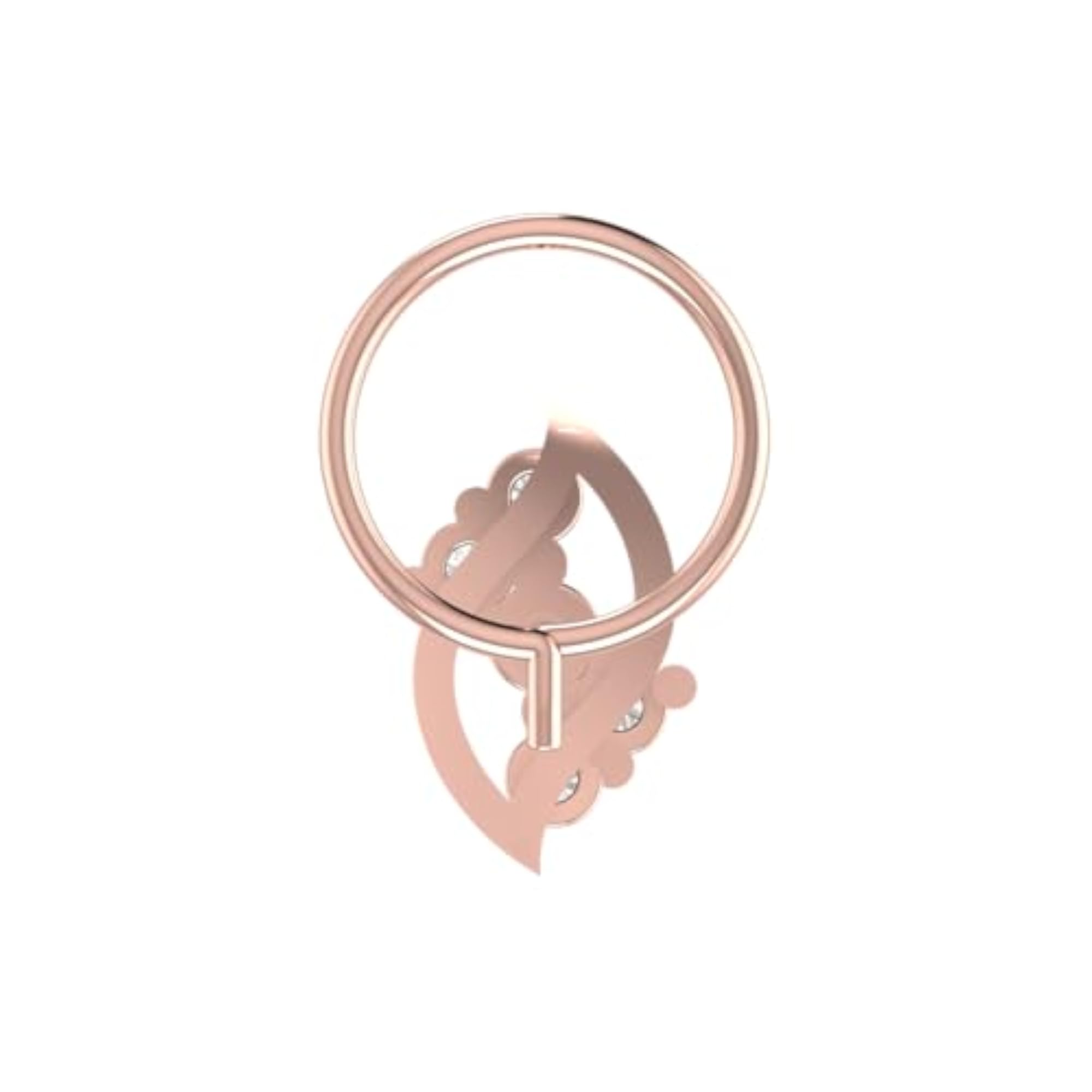 Women's 14Kt Rose Gold Stud Nose Ring, Elegant